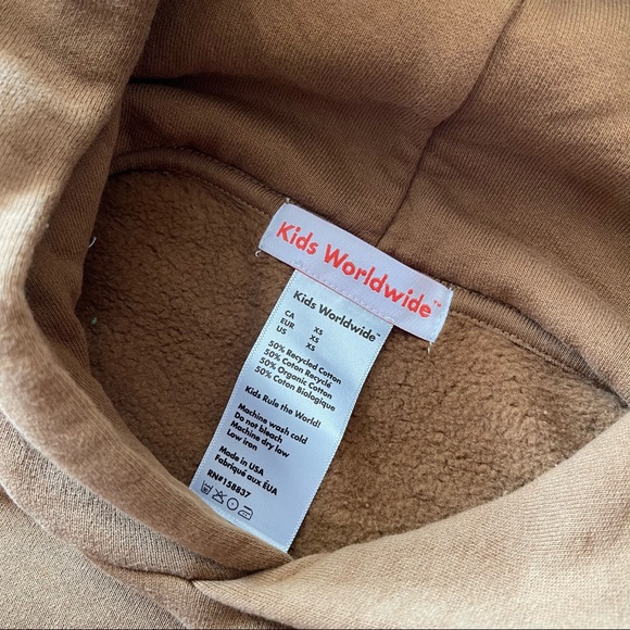 NEW KIDS WORLDWIDE YOU CAN CHANGE THE WORLD BROWN HOODIE SZ XS - Picture 4 of 7